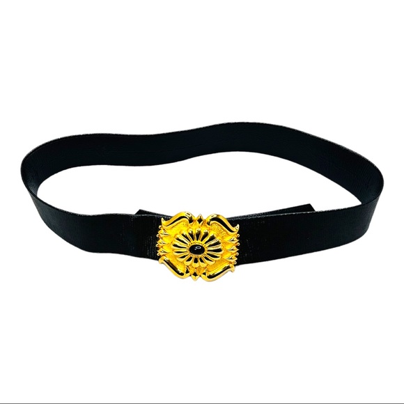 Doreen Ryan Vintage 80's Brushed Gold Belt Buckle With Black Cabochon Center - Picture 10 of 10